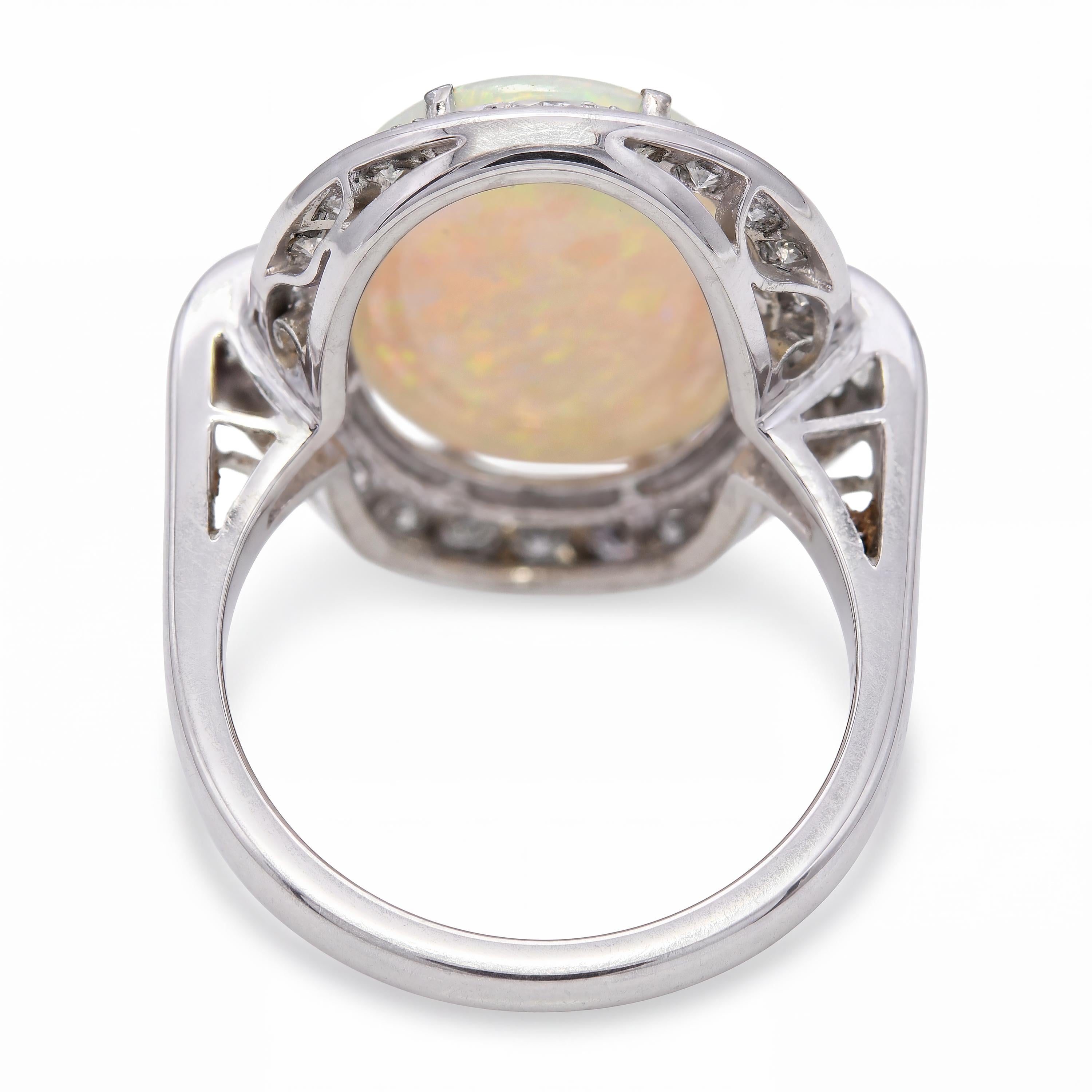 Vintage Platinum 4.75ct Australian Opal and Diamond Ring