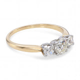 Antique 14k Yellow Gold and Platinum 0.84tcw I Si1 Diamond Three-Stone Ring