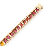 14k Yellow Gold Channel Set Multi-Gemstone Rainbow Ombre Line Necklace