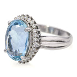 Platinum 4.90ct Aquamarine and Diamond Halo Ring