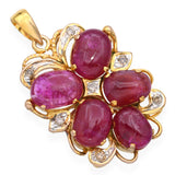 Vintage 15k Yellow Gold 8.2tcw Ruby and 0.1tcw Diamond Pendant