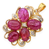 Vintage 15k Yellow Gold 8.2tcw Ruby and 0.1tcw Diamond Pendant
