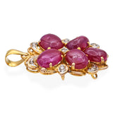 Vintage 15k Yellow Gold 8.2tcw Ruby and 0.1tcw Diamond Pendant