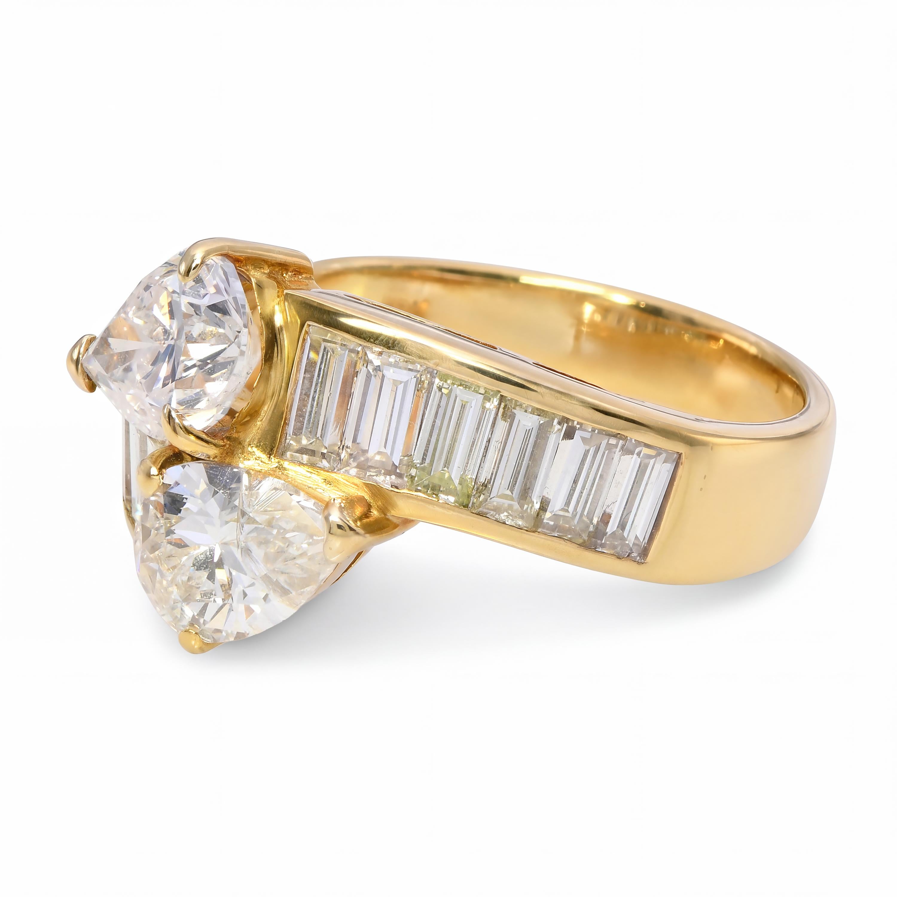 18k Yellow Gold 3.07tcw Diamond Bypass Ring