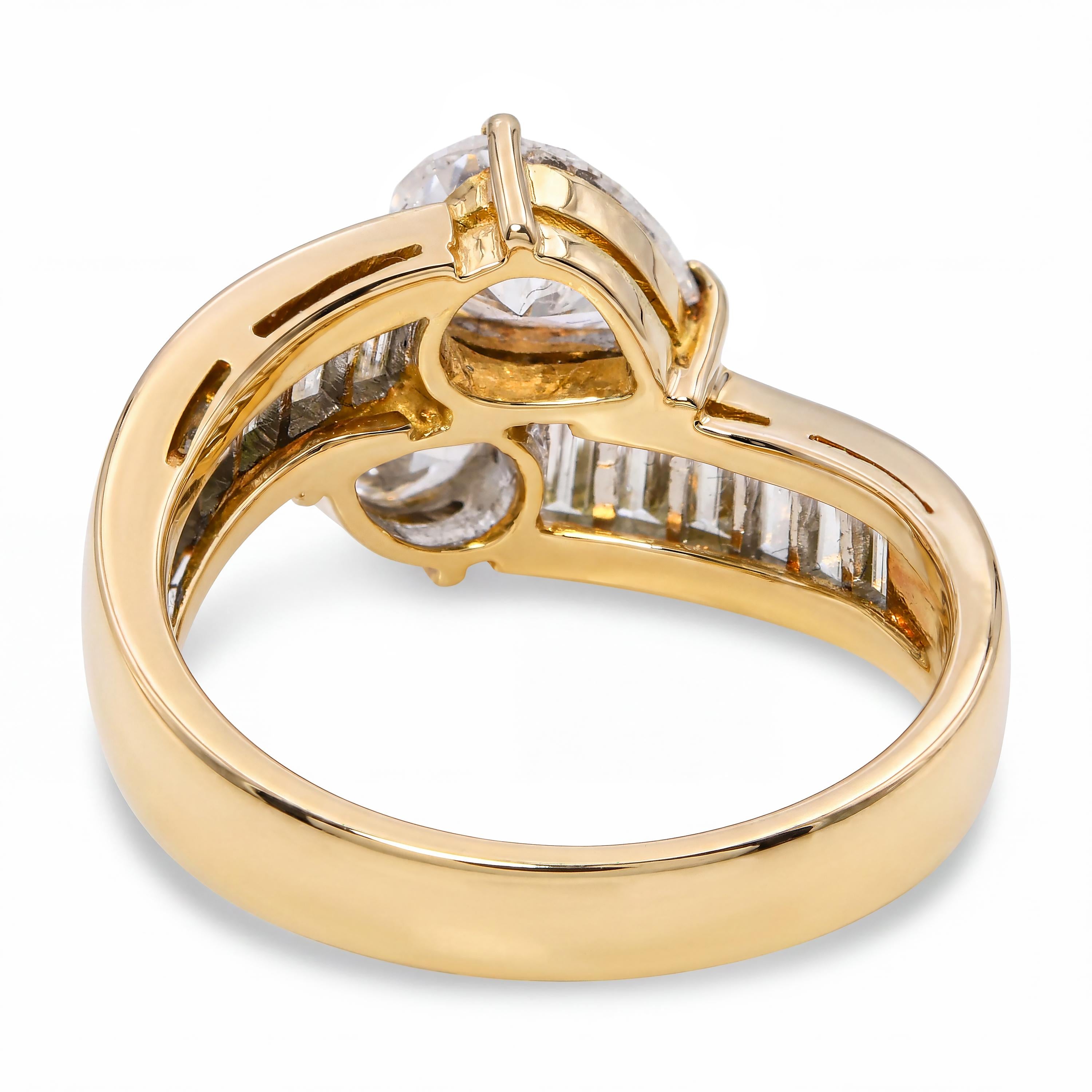 18k Yellow Gold 3.07tcw Diamond Bypass Ring