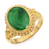 Vintage 24k Yellow Gold Jade Leaf Motif Ring
