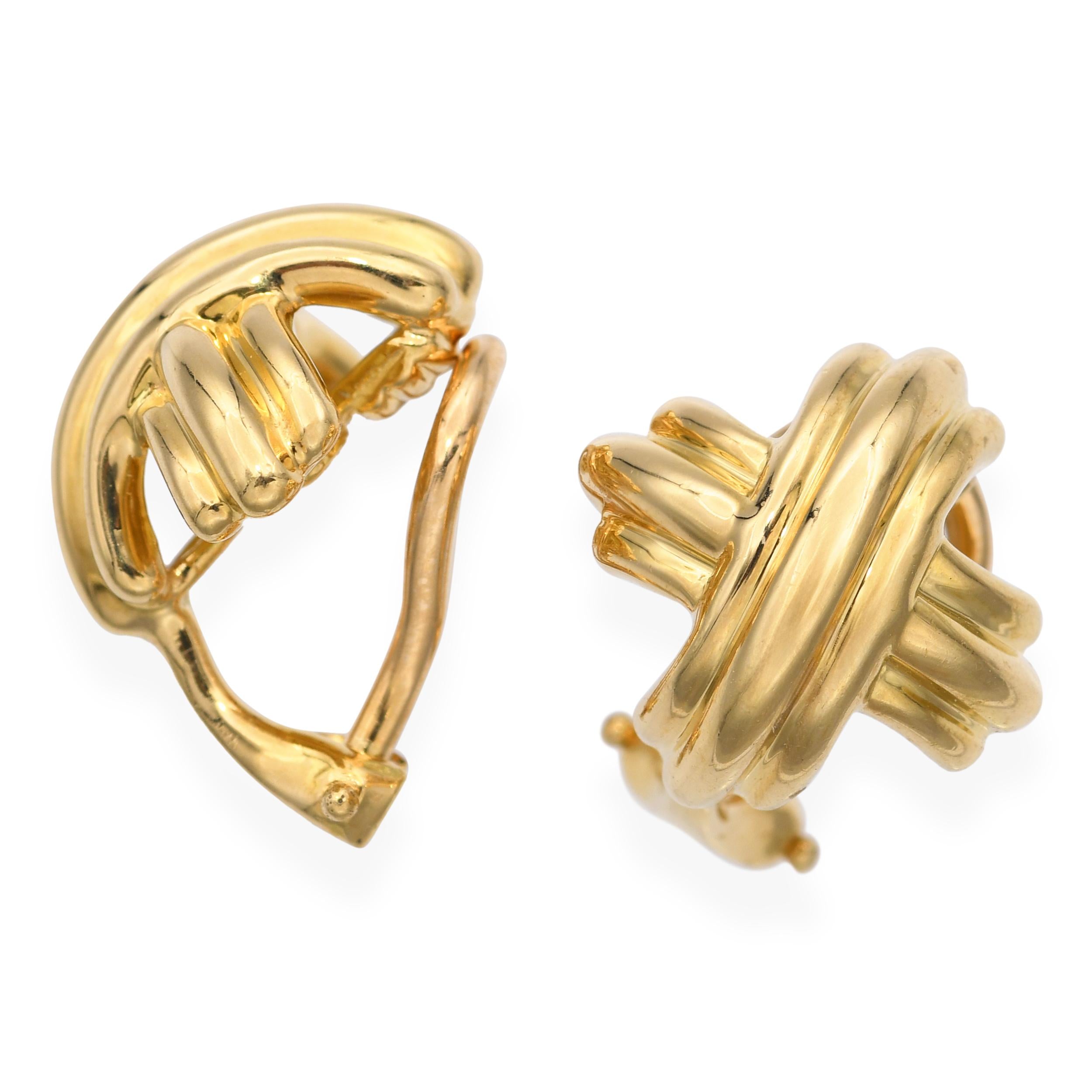 Tiffany & Co. 18k Yellow Gold Signature X Cross Earrings