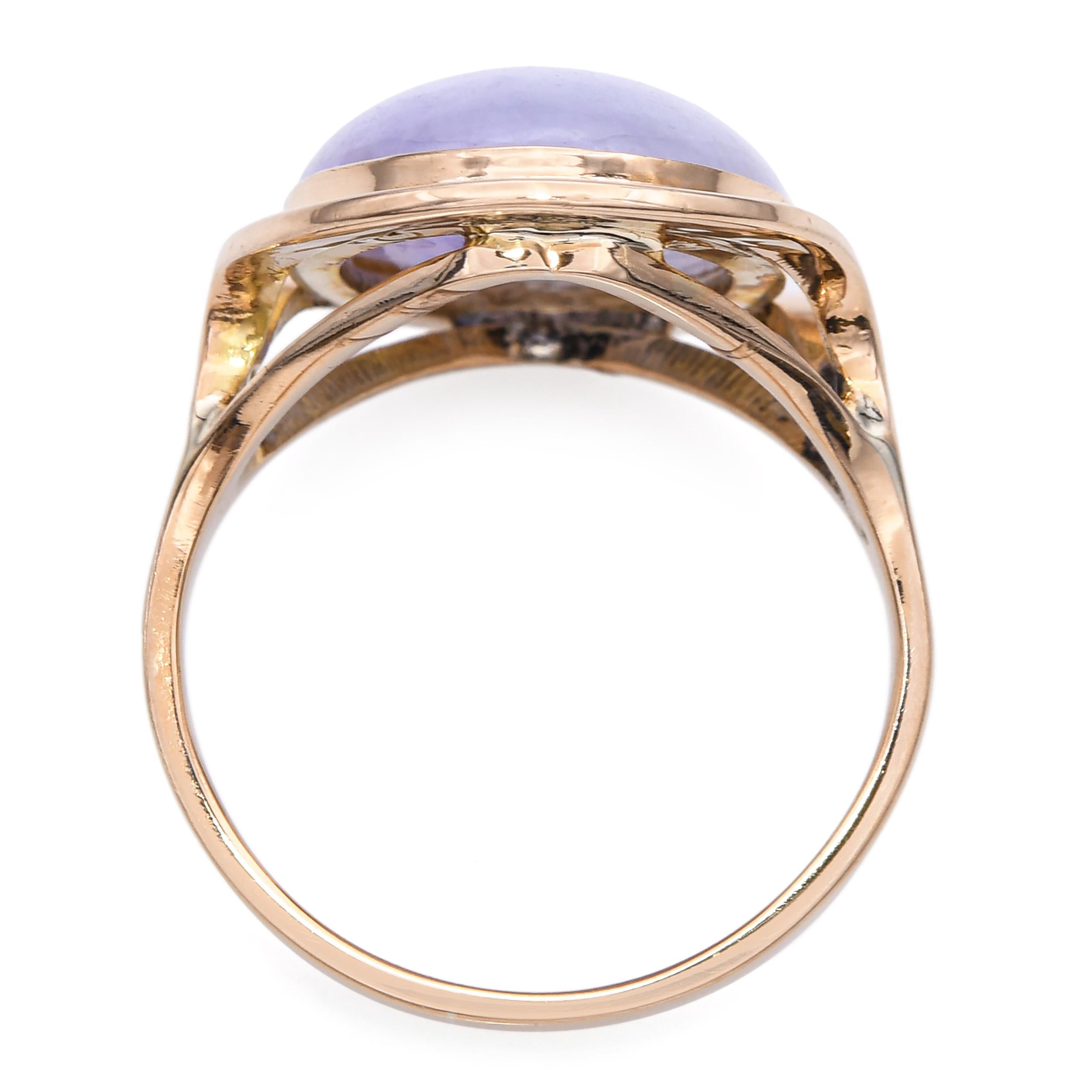 Vintage 14k Yellow Gold Lavender Jade Ring