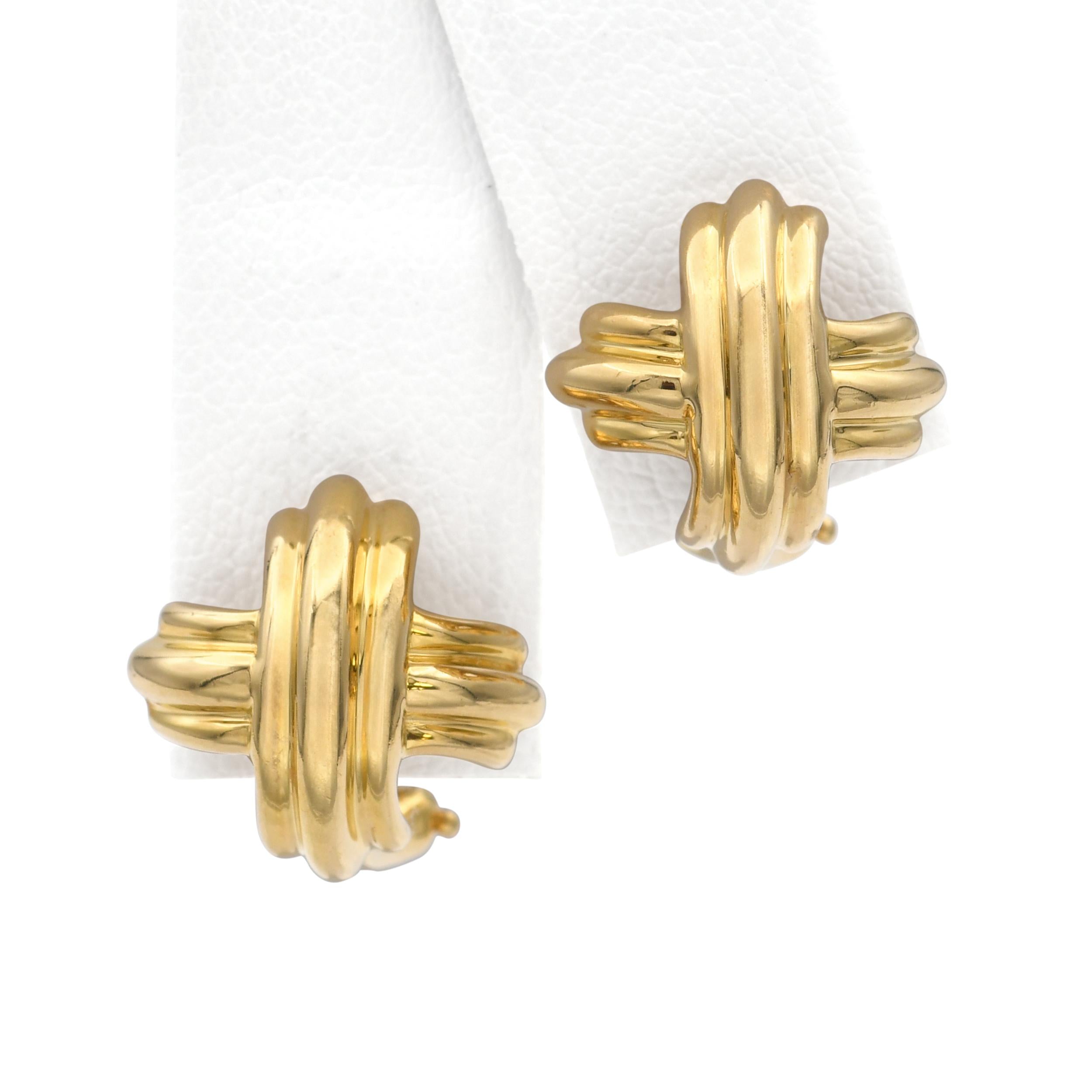 Tiffany & Co. 18k Yellow Gold Signature X Cross Earrings