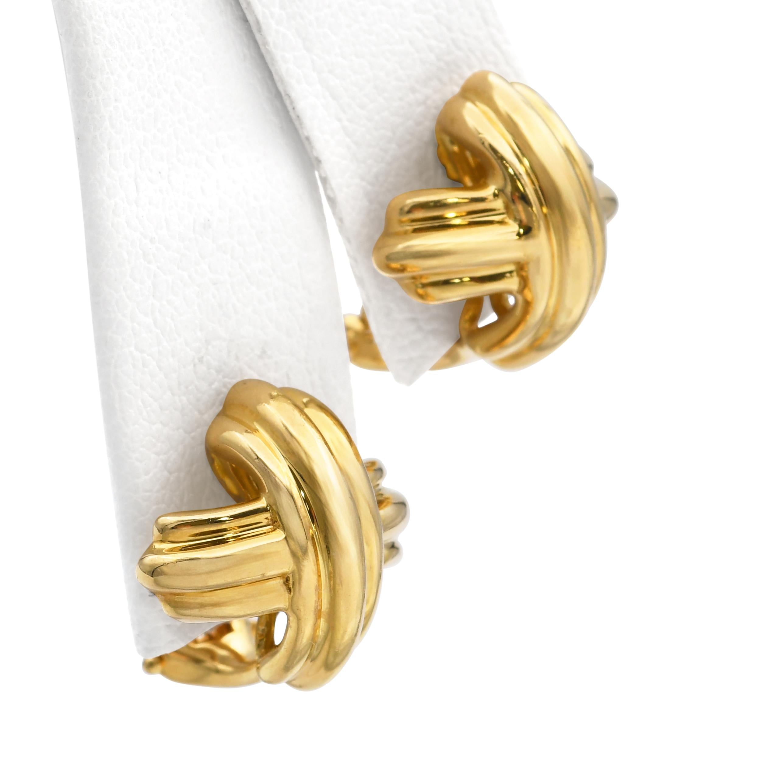 Tiffany & Co. 18k Yellow Gold Signature X Cross Earrings