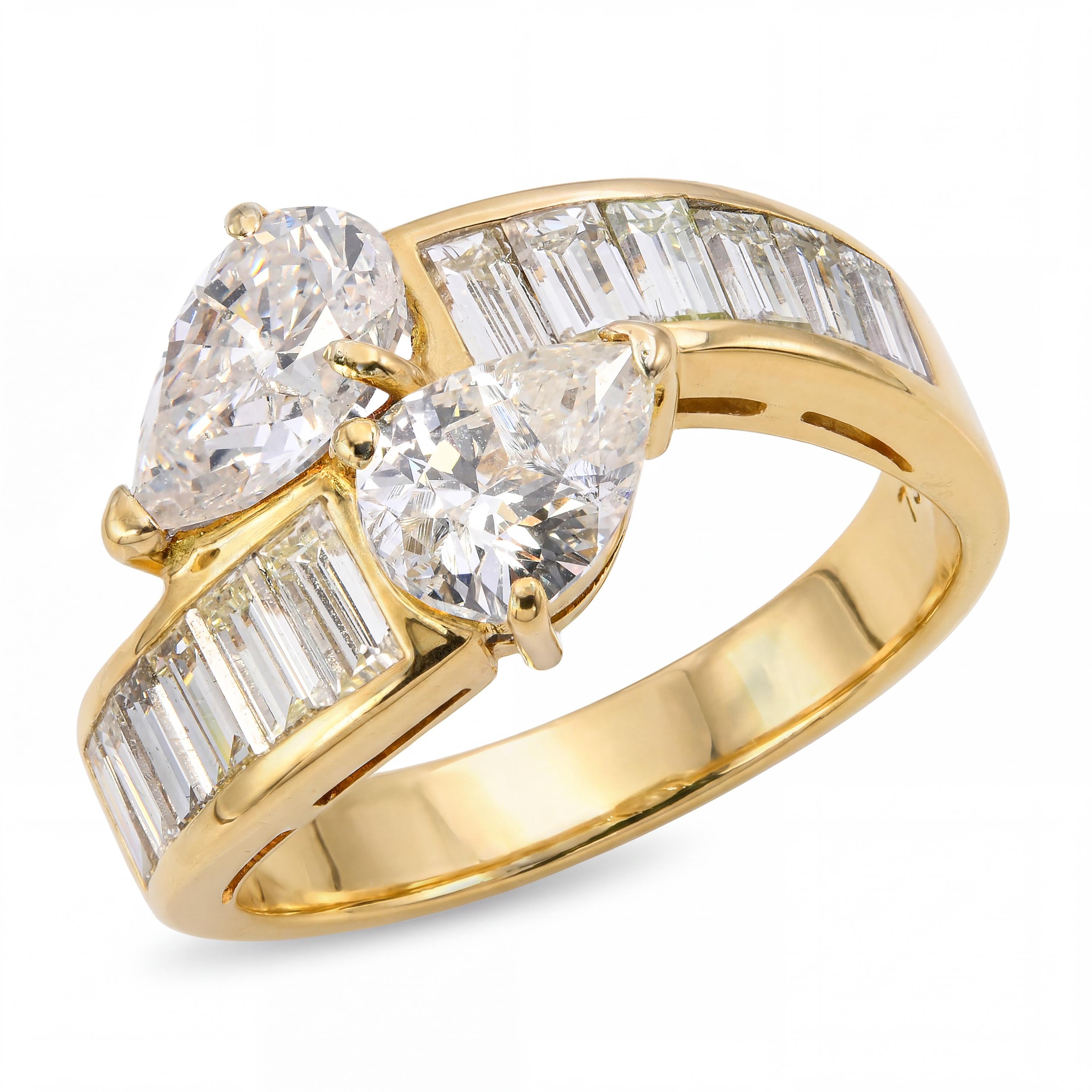 18k Yellow Gold 3.07tcw Diamond Bypass Ring