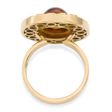18k Yellow Gold 3.87ct Citrine Cabochon and Emerald Statement Ring