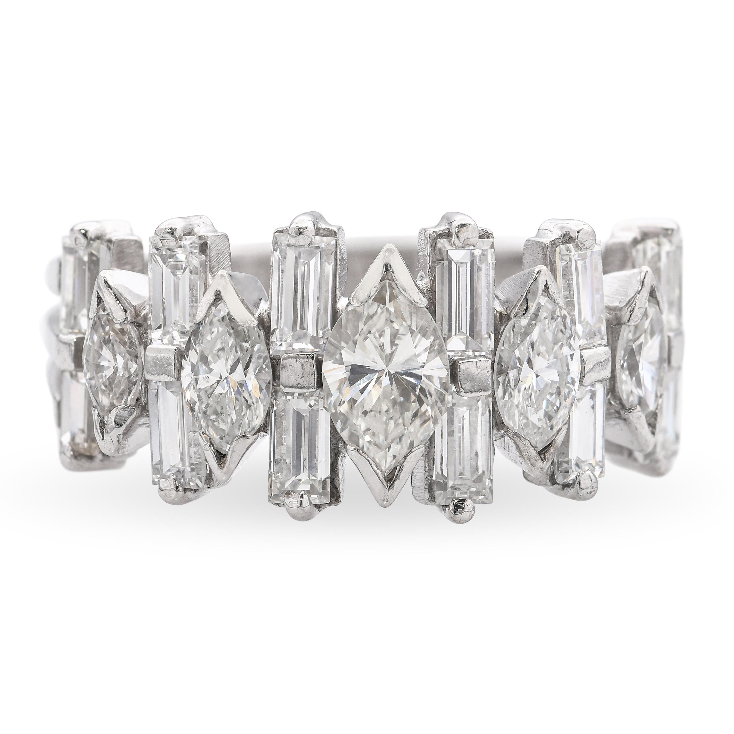 Platinum Geometric Diamond Ring