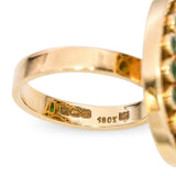 18k Yellow Gold 3.87ct Citrine Cabochon and Emerald Statement Ring