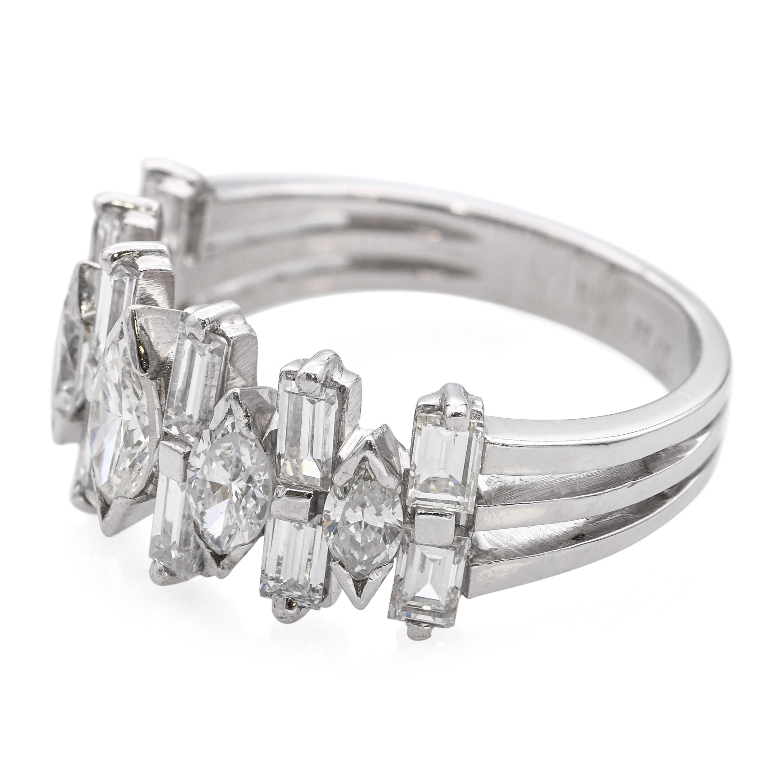 Platinum Geometric Diamond Ring