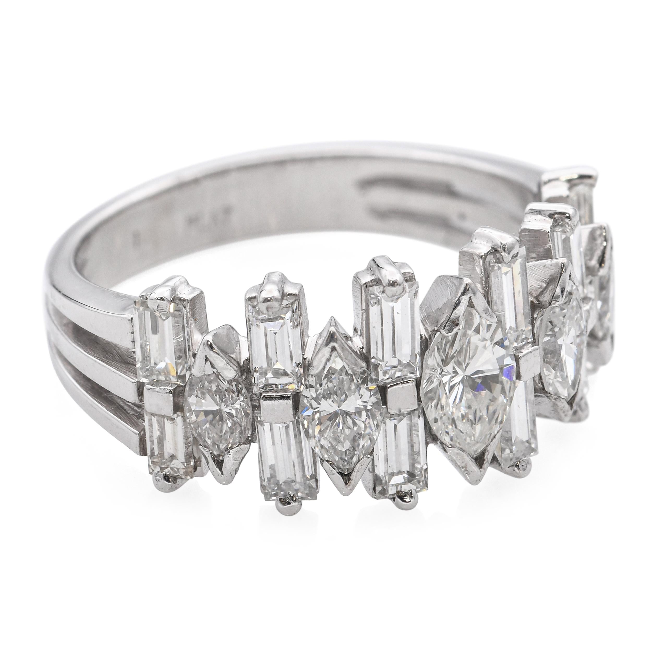 Platinum Geometric Diamond Ring