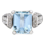 14k White Gold 5.03ct Topaz Diamond Statement Ring