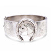 Antique Victorian Minshull & Latimer Sterling Silver Garnet Equestrian Bangle