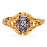 Vintage 24k Yellow Gold Ornate Zircon Ring