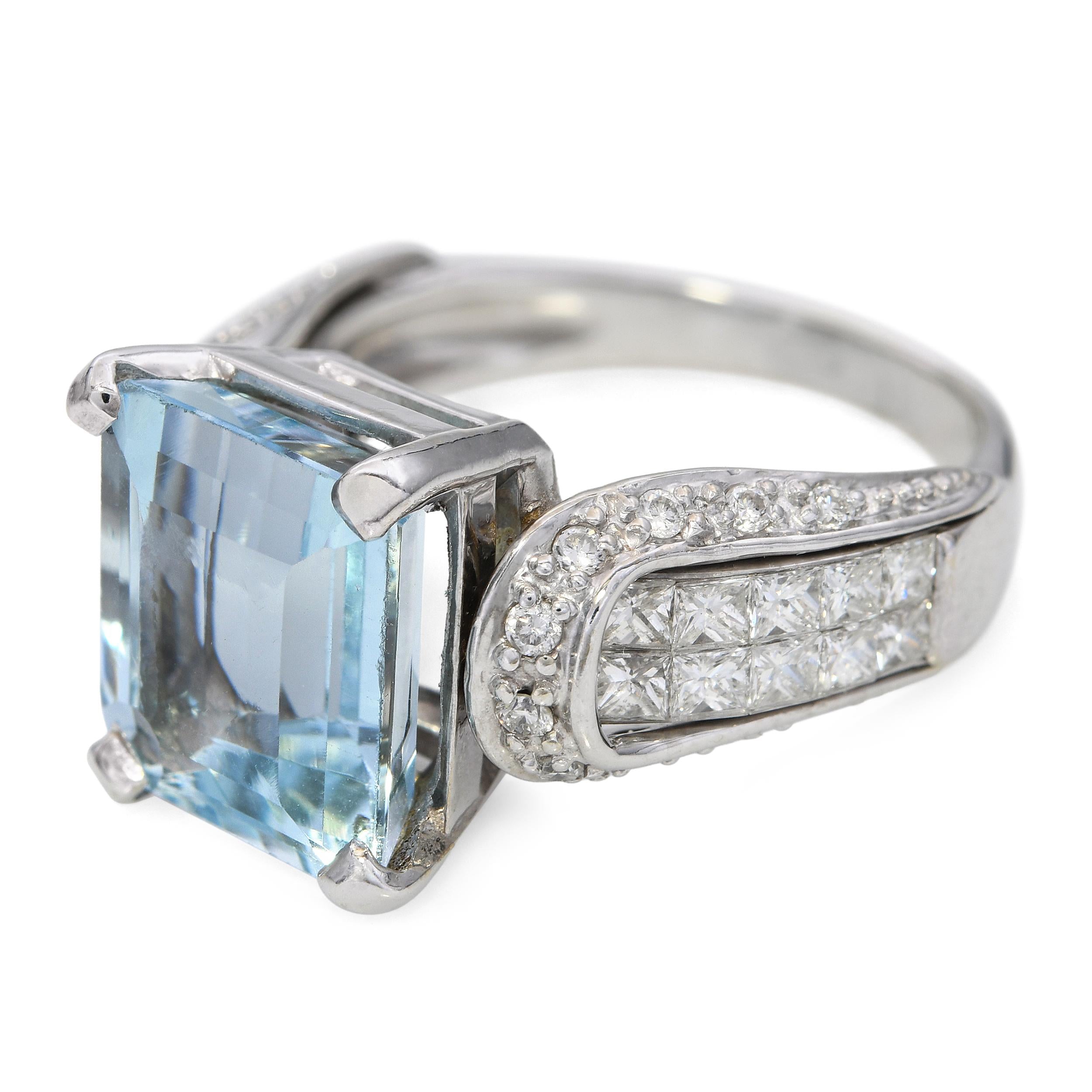 14k White Gold 5.03ct Topaz Diamond Statement Ring