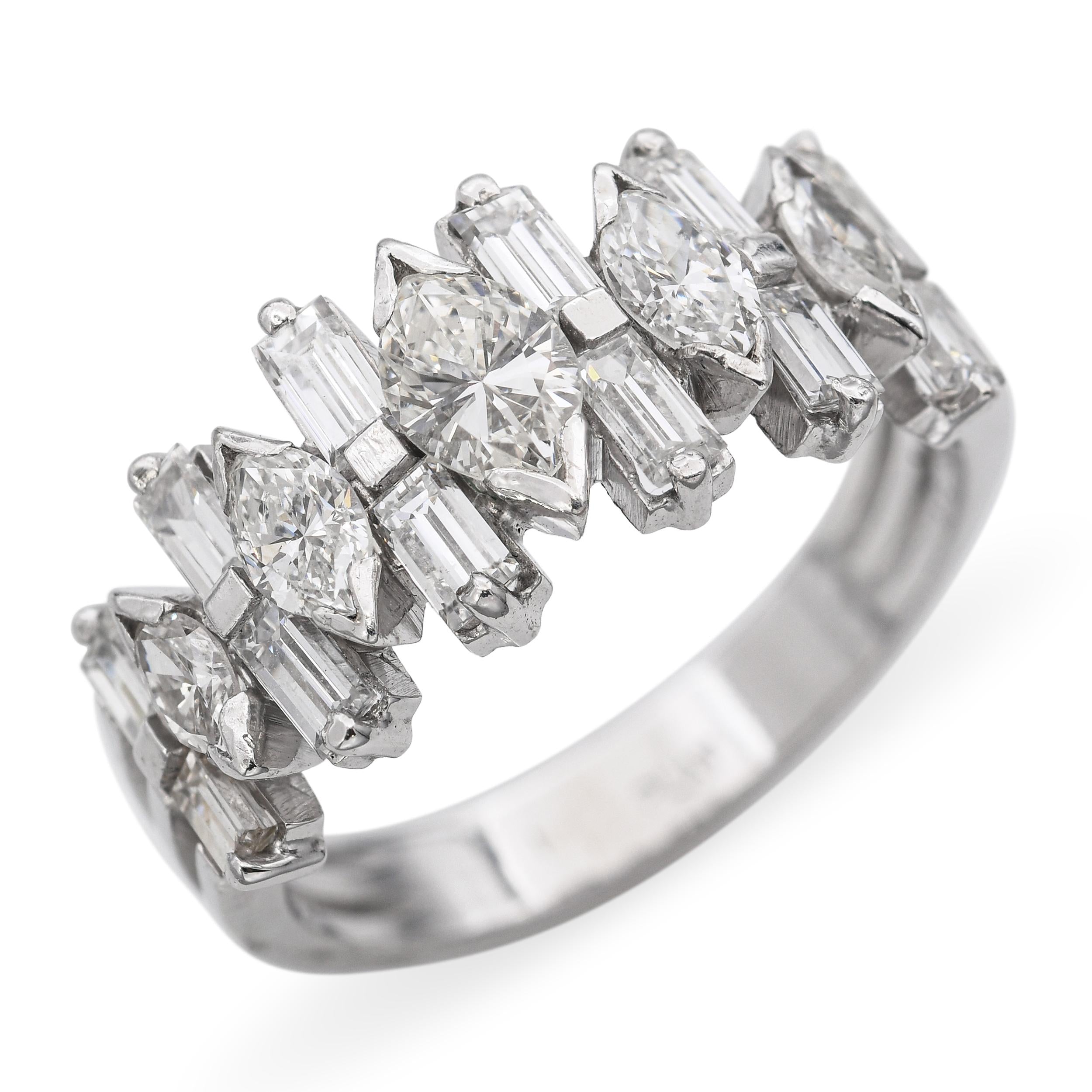 Platinum Geometric Diamond Ring