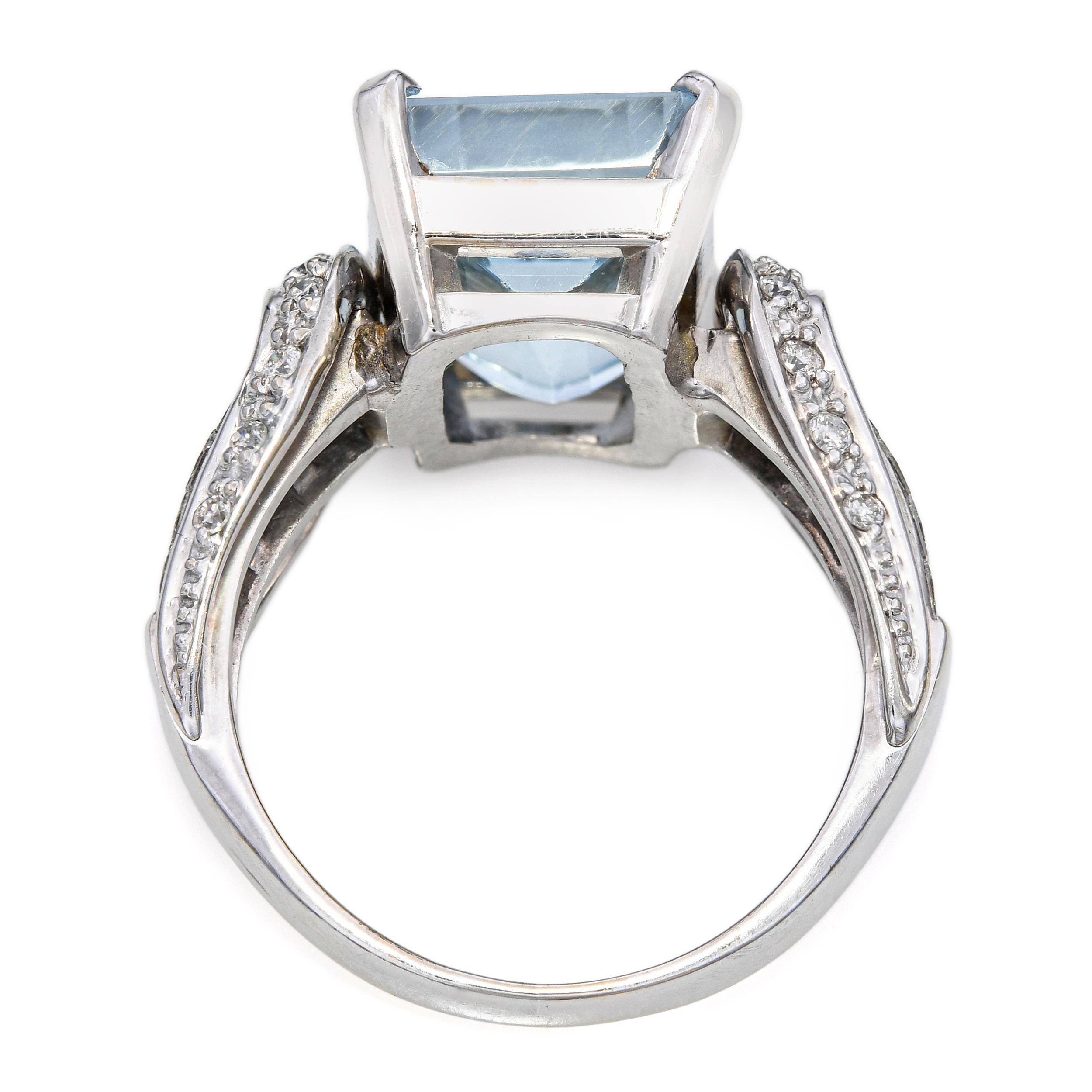 14k White Gold 5.03ct Topaz Diamond Statement Ring