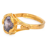 Vintage 24k Yellow Gold Ornate Zircon Ring