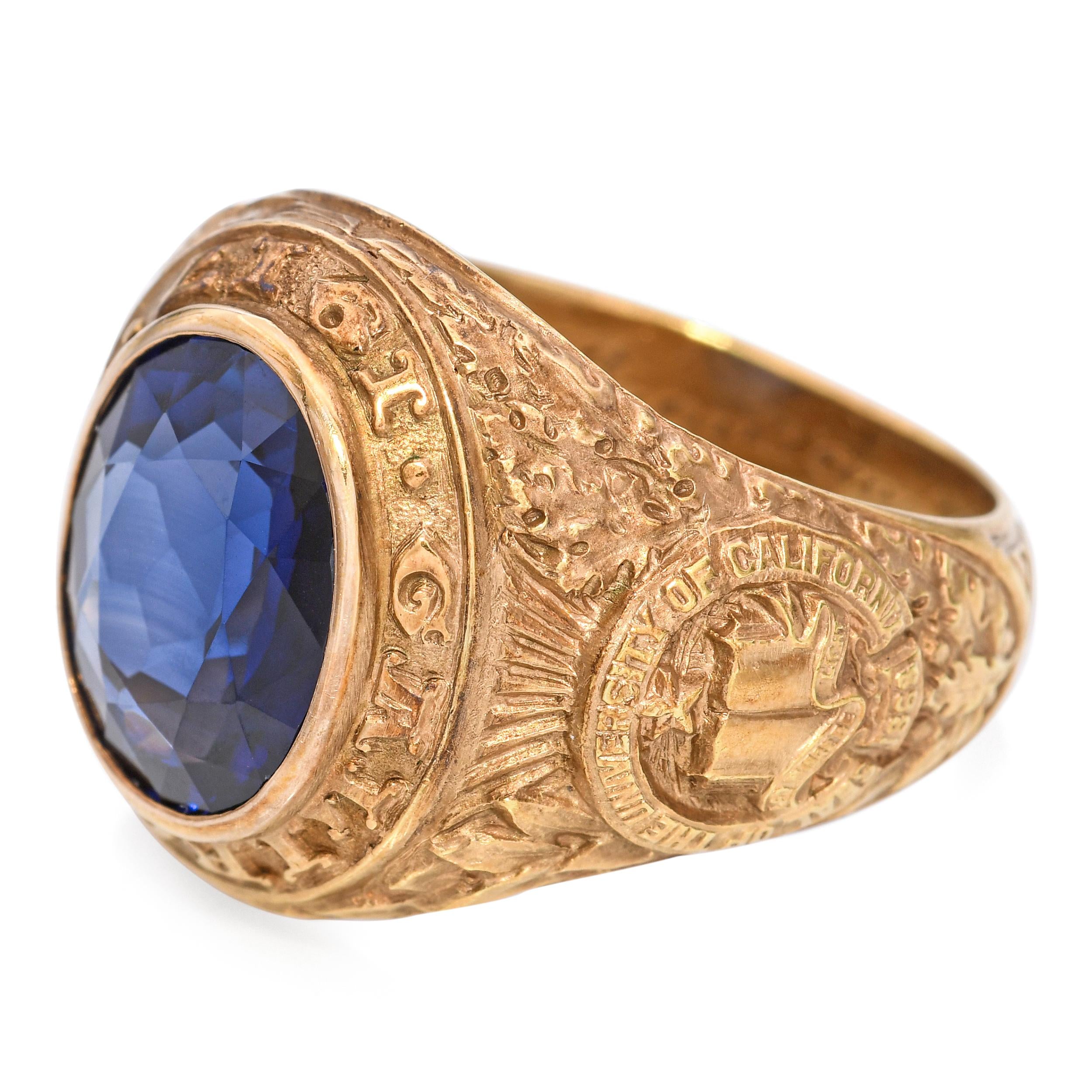 Class of 1917 University of California Berkeley 14k Yellow Gold Class Ring