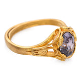 Vintage 24k Yellow Gold Ornate Zircon Ring