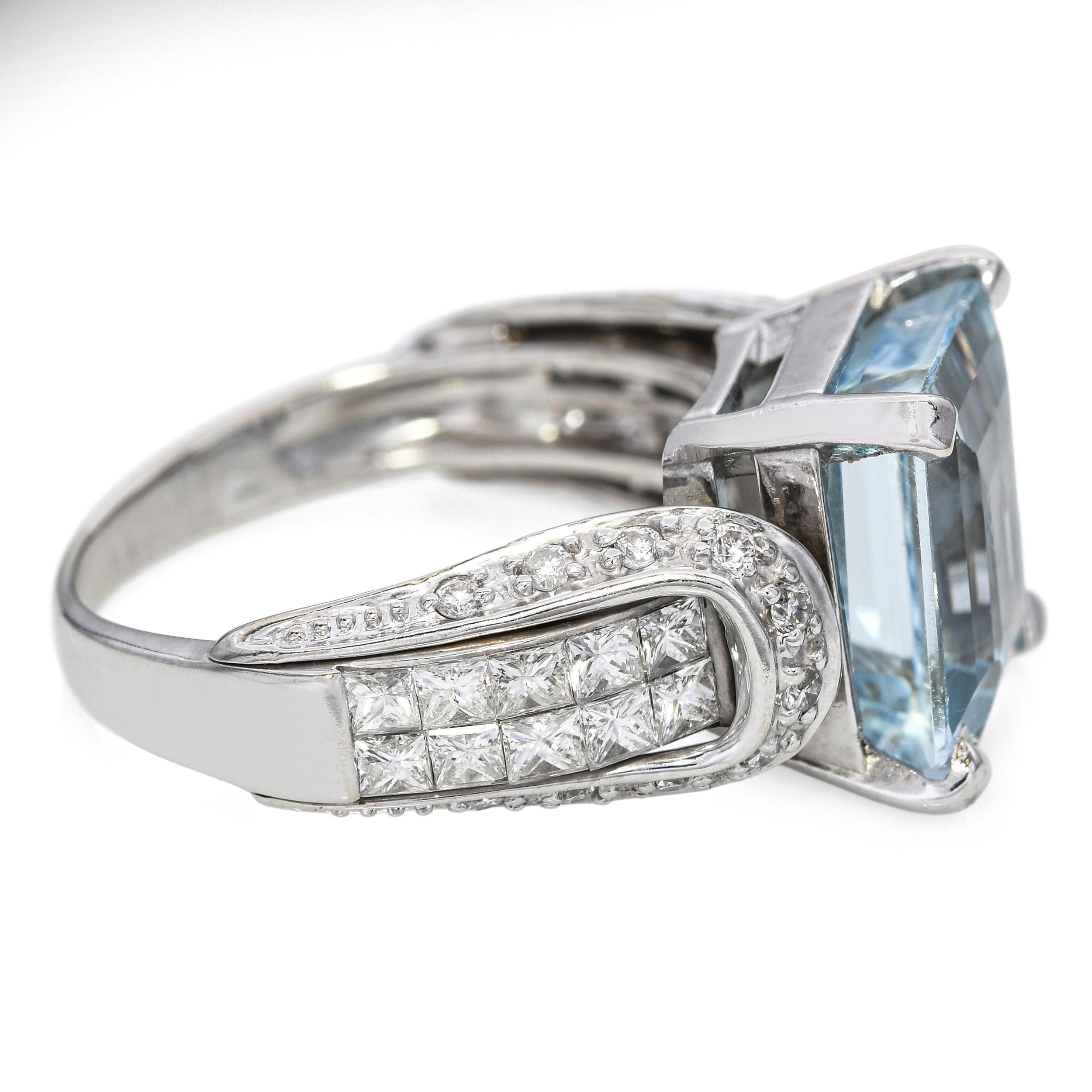 14k White Gold 5.03ct Topaz Diamond Statement Ring
