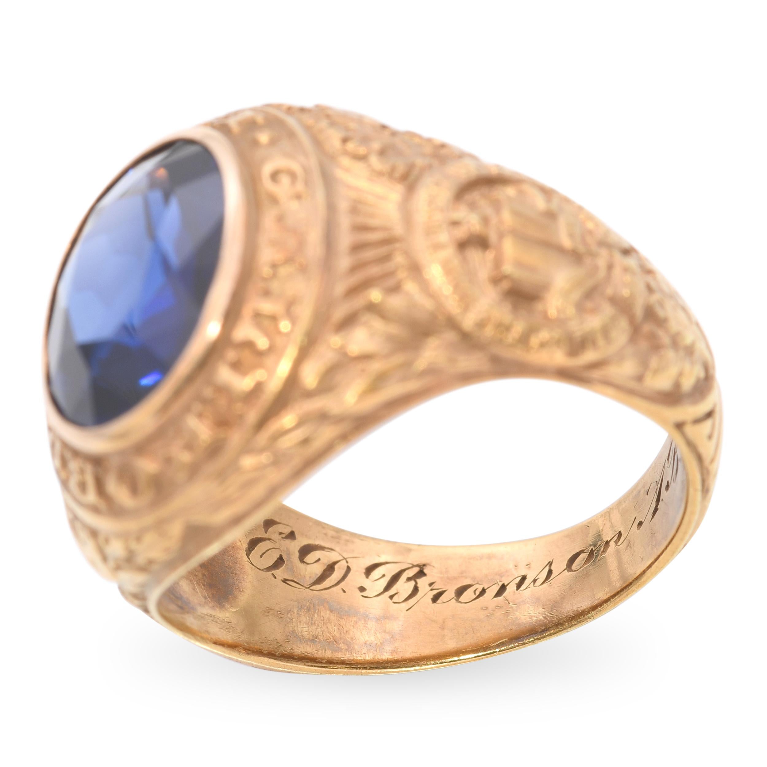 Class of 1917 University of California Berkeley 14k Yellow Gold Class Ring