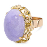 14k Yellow Gold Lavender Jade Cabochon Statement Ring