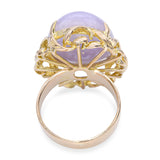 14k Yellow Gold Lavender Jade Cabochon Statement Ring