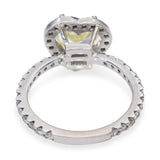 Vintage 18K White Gold 1.62ct Fancy Light Greenish Yellow Heart Diamond Ring