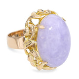 14k Yellow Gold Lavender Jade Cabochon Statement Ring