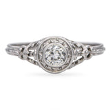 Antique Platinum 0.30ct Old Euro Diamond Filigree Engagement Ring
