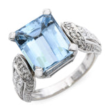 14k White Gold 5.03ct Topaz Diamond Statement Ring