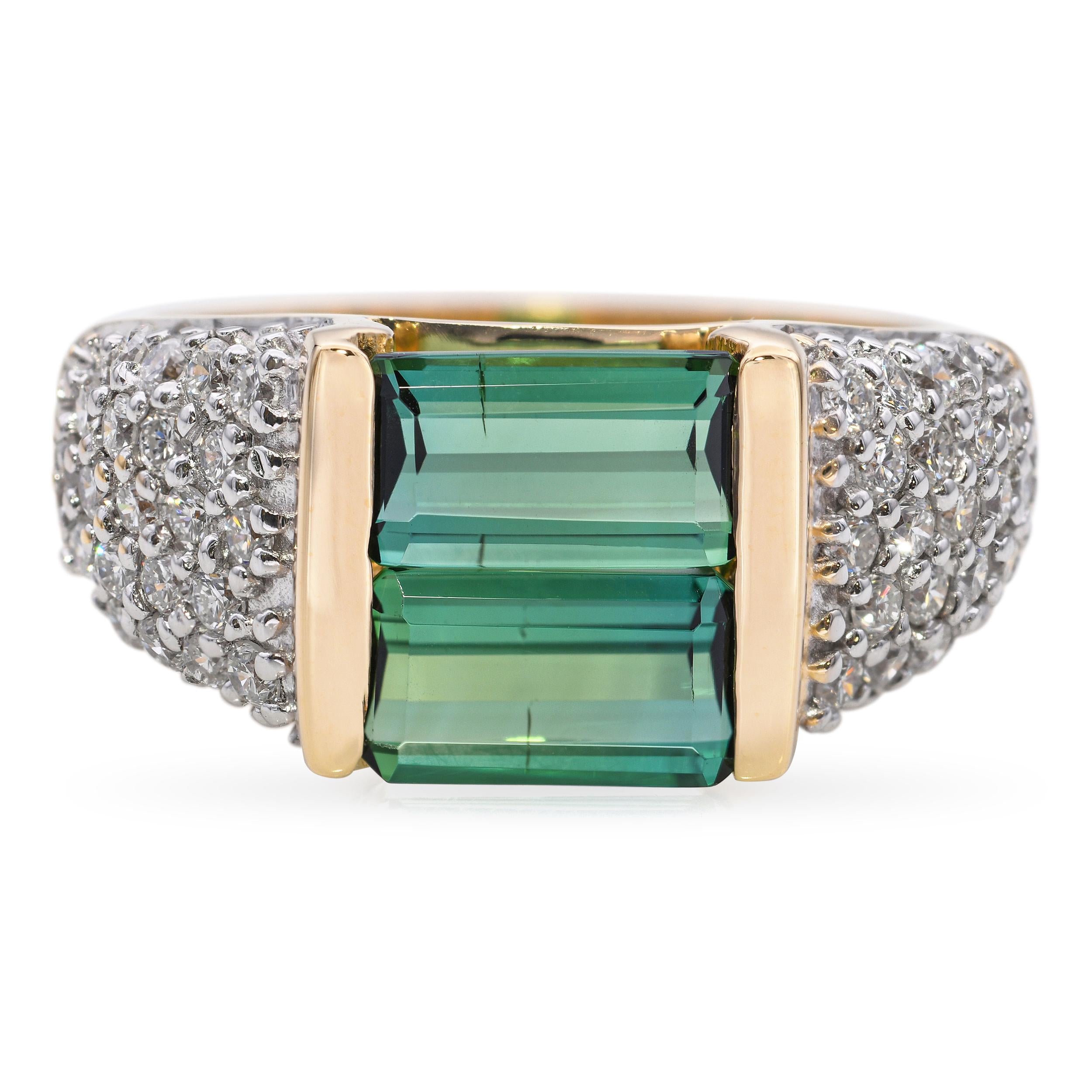 18k Yellow Gold 1.75tcw Tourmaline and Diamond Ring