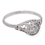 Antique Platinum 0.30ct Old Euro Diamond Filigree Engagement Ring