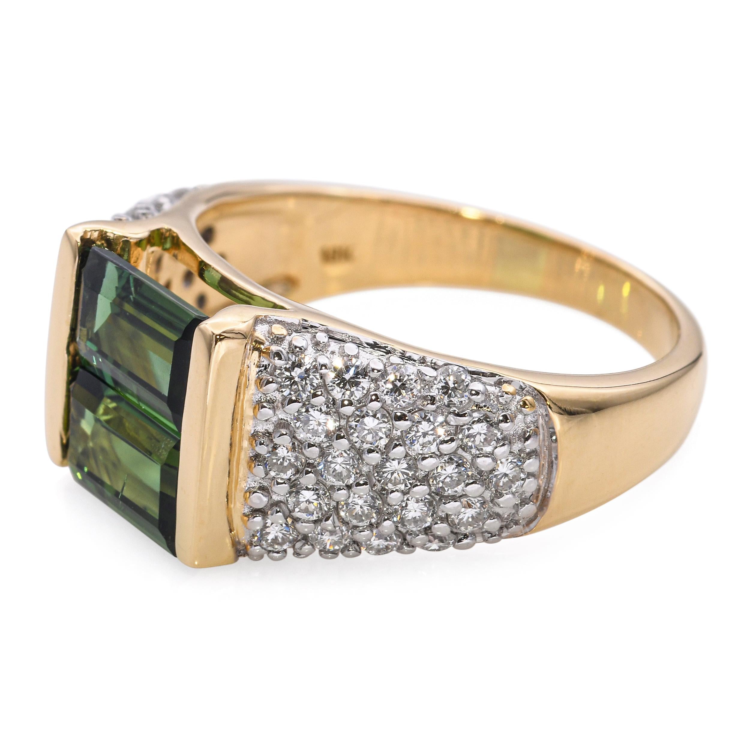 18k Yellow Gold 1.75tcw Tourmaline and Diamond Ring
