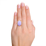 14k Yellow Gold Lavender Jade Cabochon Statement Ring