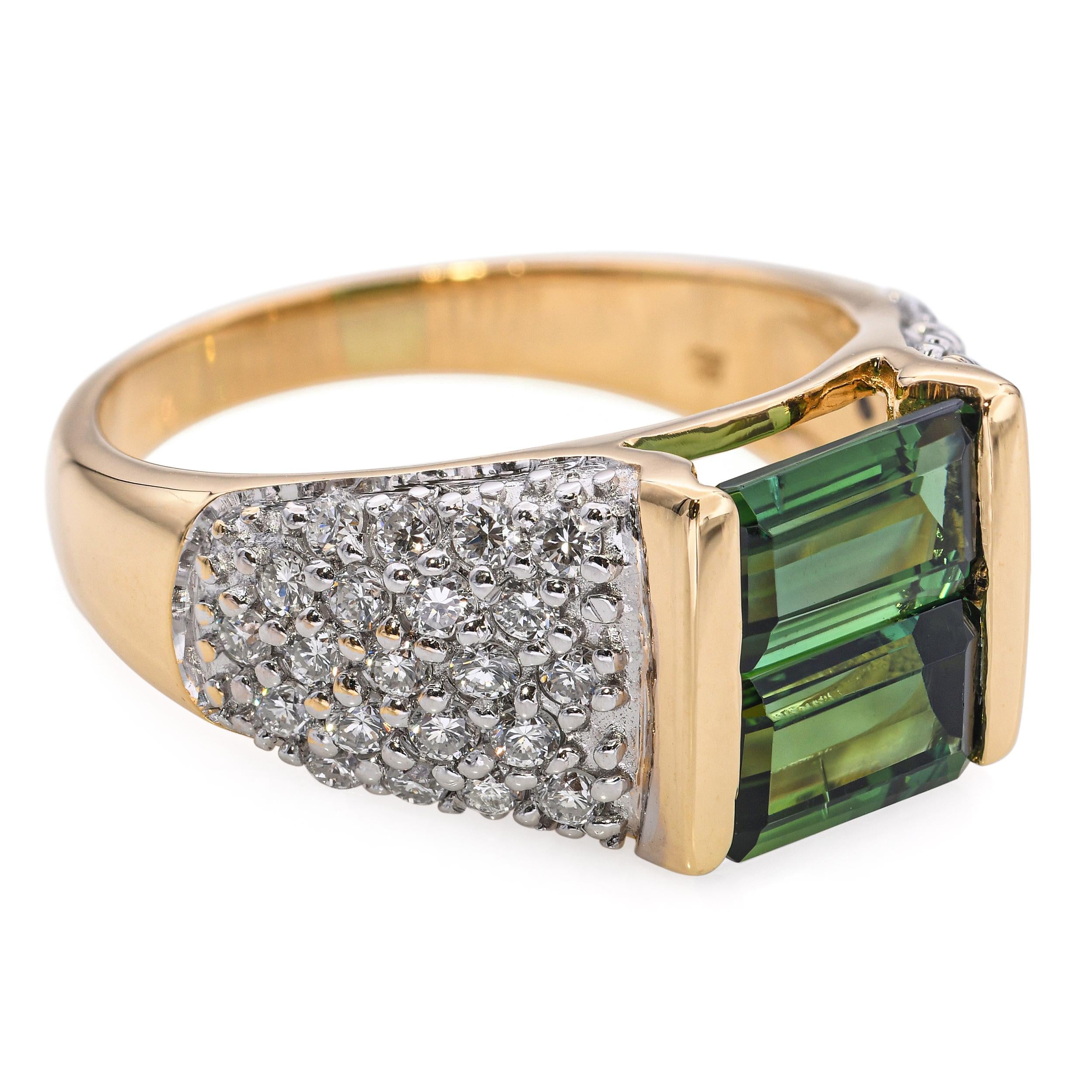 18k Yellow Gold 1.75tcw Tourmaline and Diamond Ring