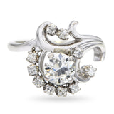 Vintage 18k White Gold Diamond Floral Ring