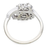 Vintage 18k White Gold Diamond Floral Ring