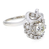 Vintage 18k White Gold Diamond Floral Ring