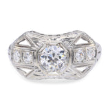 Antique Barth 18k White Gold 0.57tcw Old Euro Diamond Openwork Ring