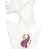 Vintage 14k Two Tone Gold 21.53ctw Ruby & 4.98ctw Diamond Ribbon Pendant Brooch
