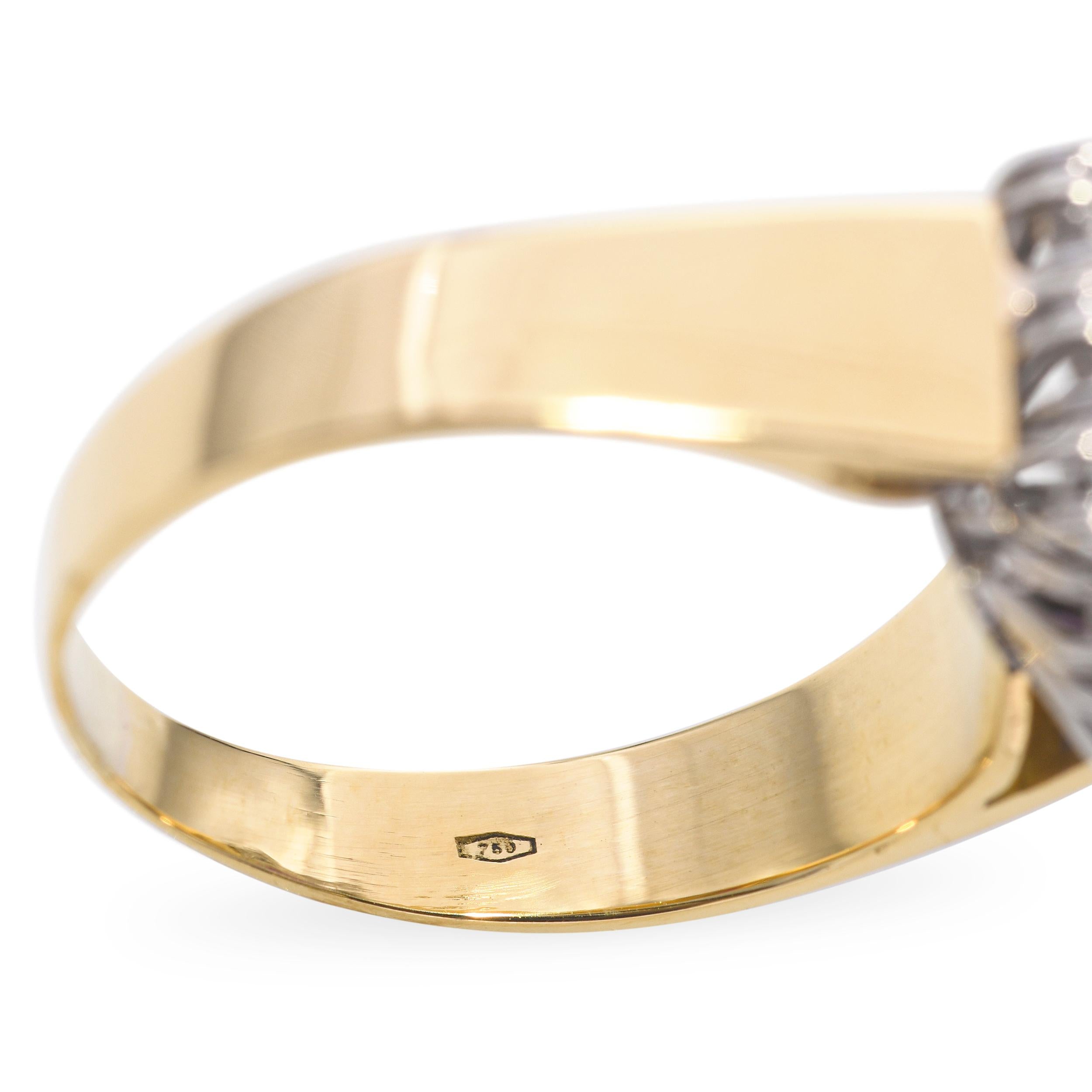 Vintage 18k Yellow Gold 0.74ct Ruby and 0.60tcw Diamond Halo Ring