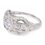 Antique Barth 18k White Gold 0.57tcw Old Euro Diamond Openwork Ring