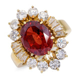 Vintage 14k Yellow Gold GIA 3.59ct Red Spinel and Diamond Ring